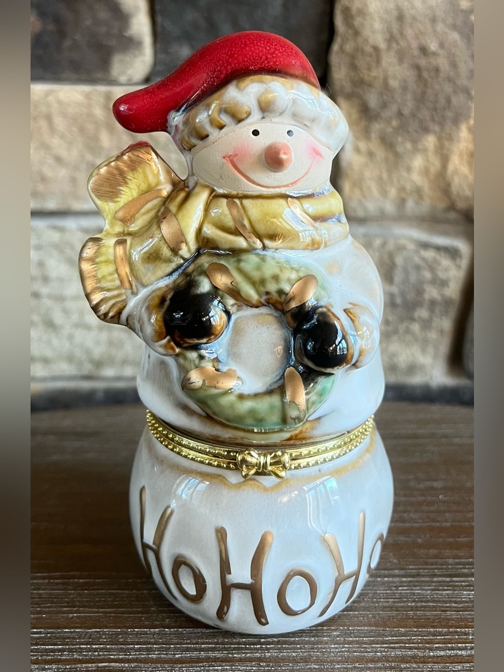 Porcelain Trinket Box Christmas Santa 5“